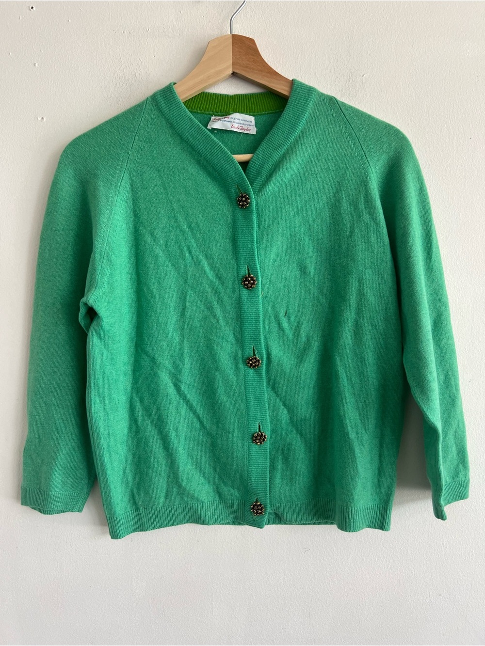 Ballantyne Emerald Green Jeweled-Button Cardigan
